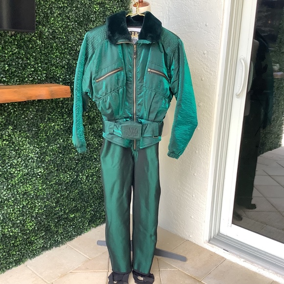 Vintage 80’s/90’s Nils Skiwear Snowsuit in Iridescent Emerald Green Size 8 - Picture 3 of 14